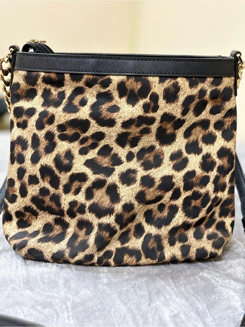 Michael Kors Leopard Print Crossbody in Black and Brown